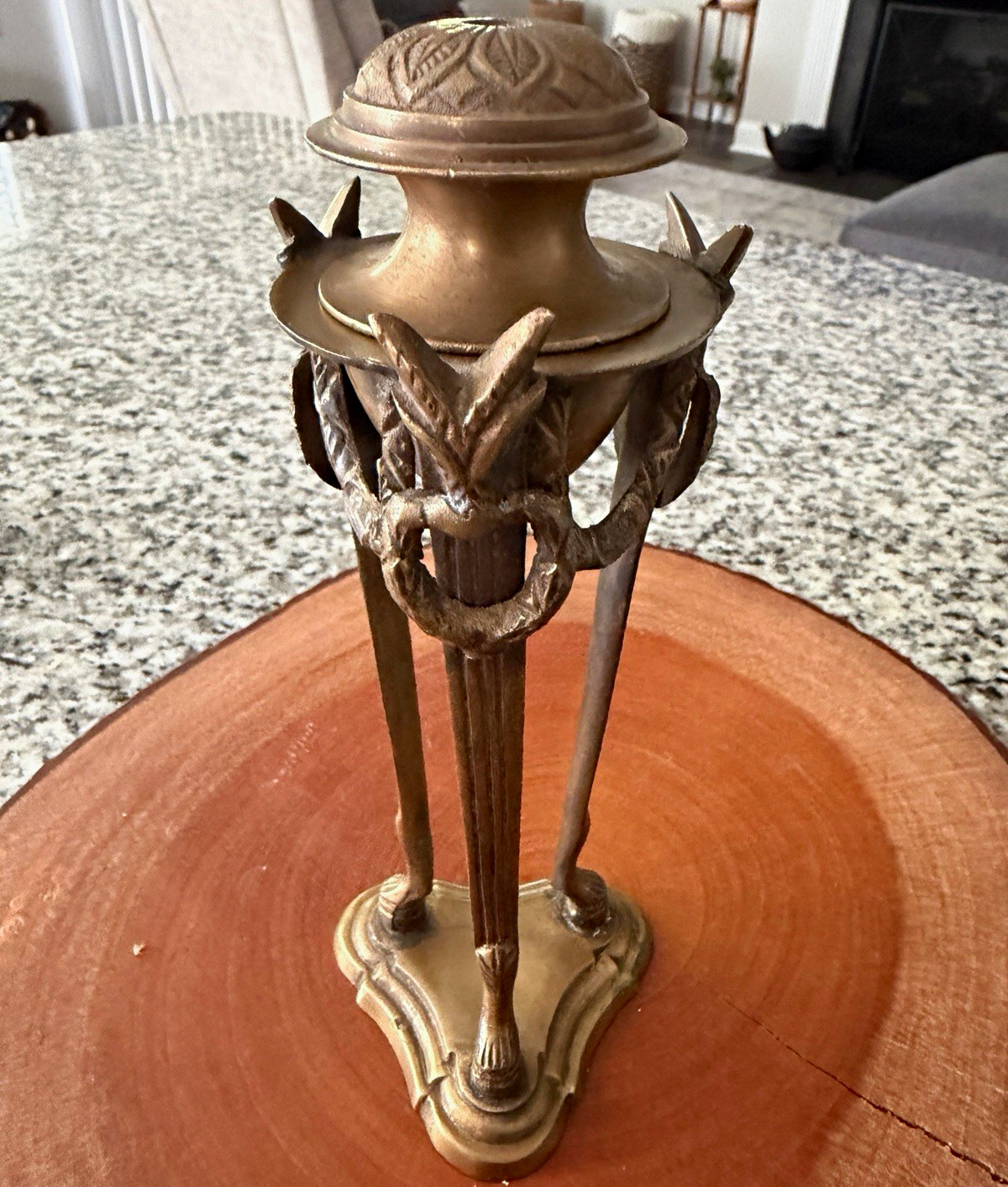 Vintage  Egyptian Revival Empire Goat Headed Bronze/Brass Incense  Holder