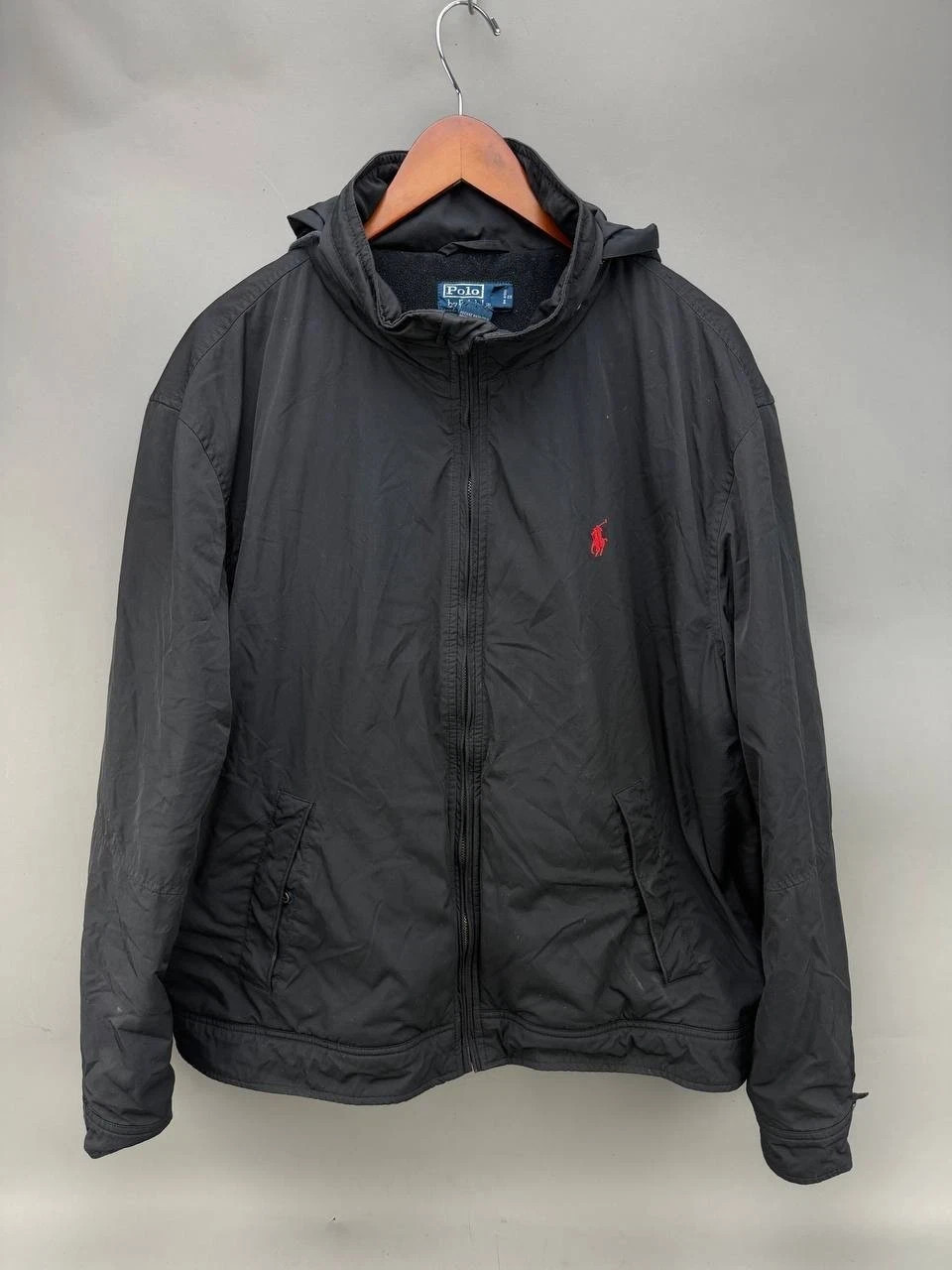 VTG Polo Ralph Lauren Mens Black Hooded Full Zip Jacket Size 2XL VTG Polo Ralph Lauren Mens Black Hooded Full Zip Jacket Size 2XL