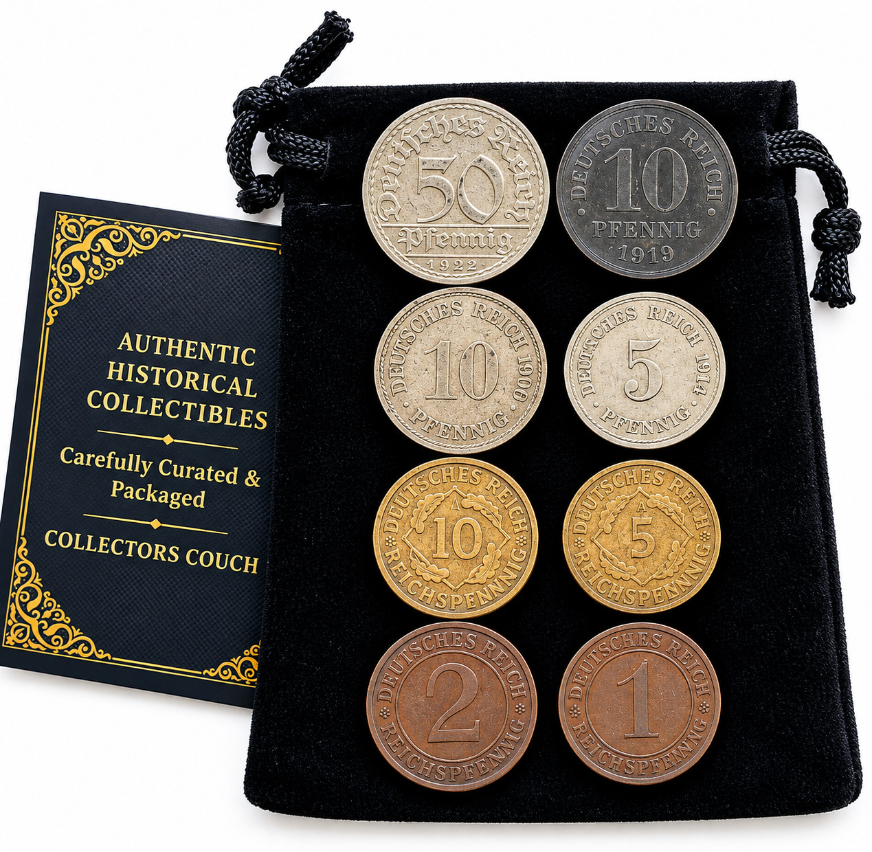 Germany 8 Coin Set 1890-1936 Imperial Weimar WWI Era Pfennig Coins Genuine