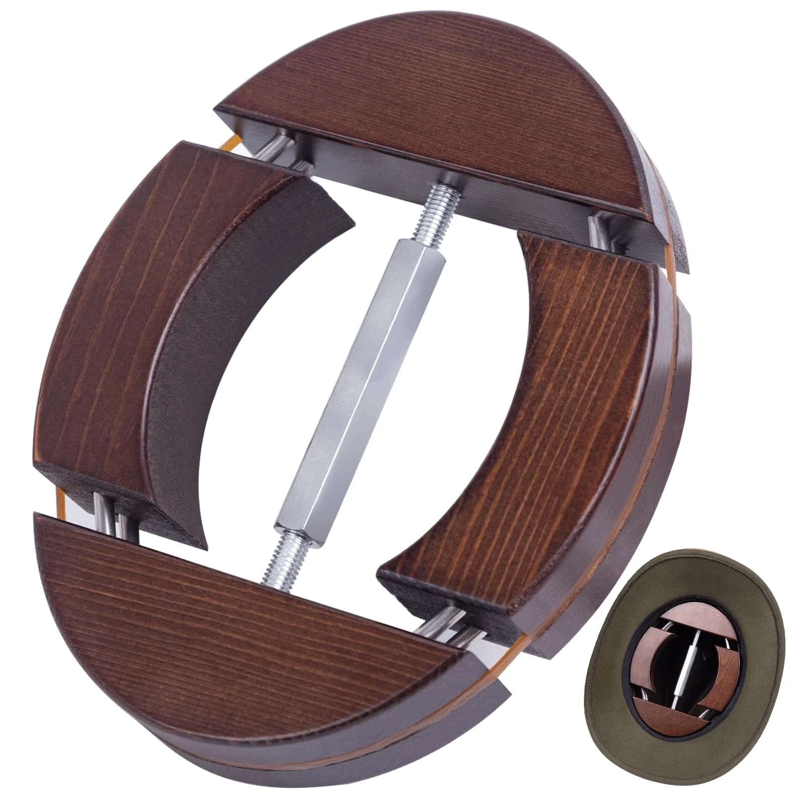 4-Way Hat Stretcher,Wooden Hat Stretcher for Fitted Hats,Stretched Length 7.1