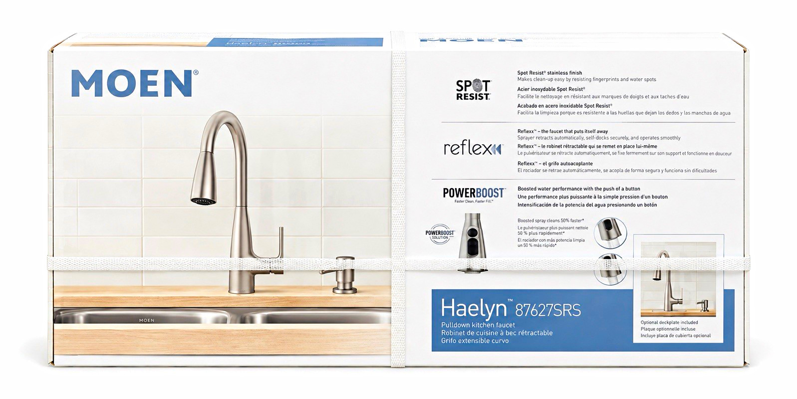 Moen Haelyn 87627SRS Pull-Down Spot Resist Stainless Faucet w/Soap Dispenser Moen Haelyn 87627SRS Pull-Down Spot Resist Stainless Faucet w/Soap Dispenser