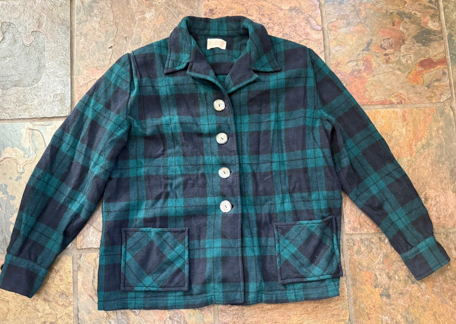 Vtg 50s 60s Disneyland Frontierland Pendleton Wool 49er Jacket Plaid Green M/L