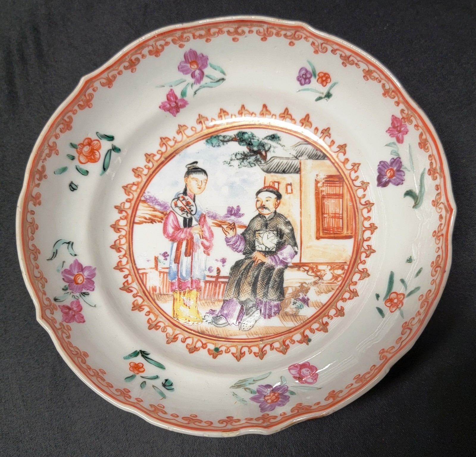 Antique 18thC Chinese Export Porcelain Mandarin Bowl Hand Painted Famille Rose