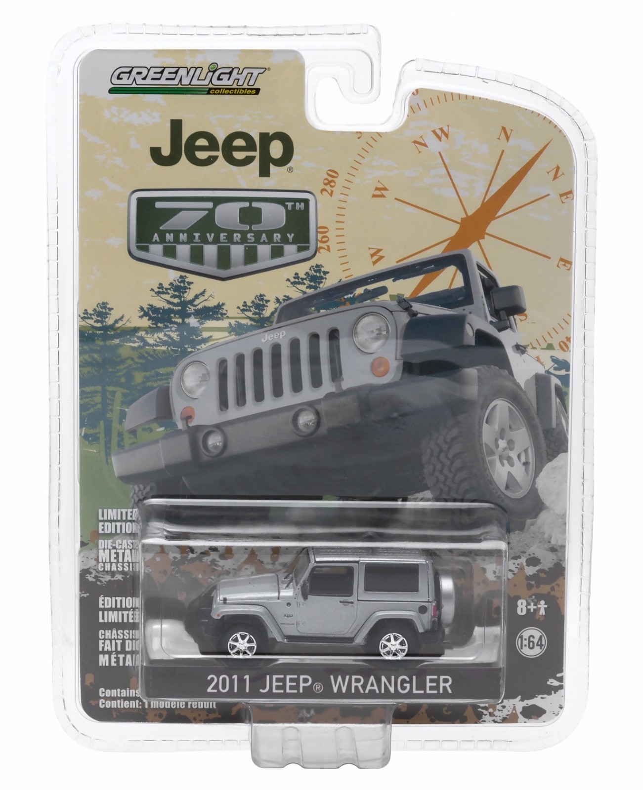 2011 JEEP WRANGLER (SILVER)  * JEEP 70TH ANNIVERSARY *  2015 GREENLIGHT  1:64