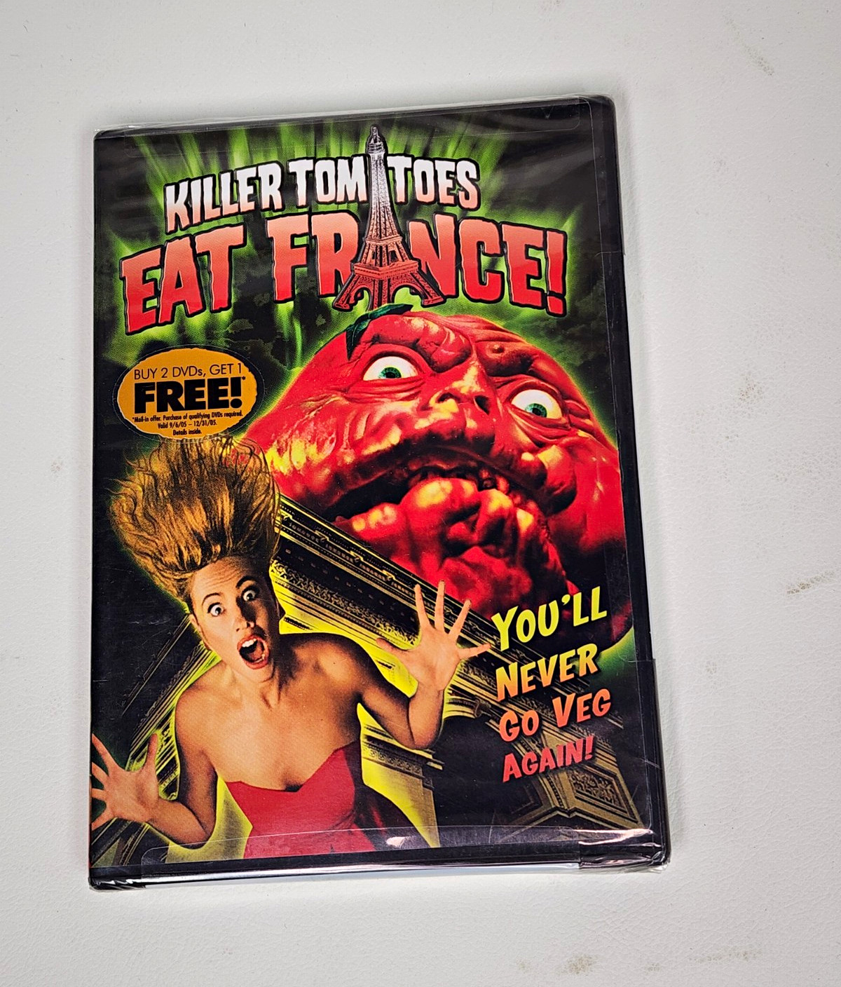 Killer Tomatoes Eat France DVD Full Frame 4:3 NTSC NR 93 min Tall Case Killer Tomatoes Eat France DVD Full Frame 4:3 NTSC NR 93 min Tall Case