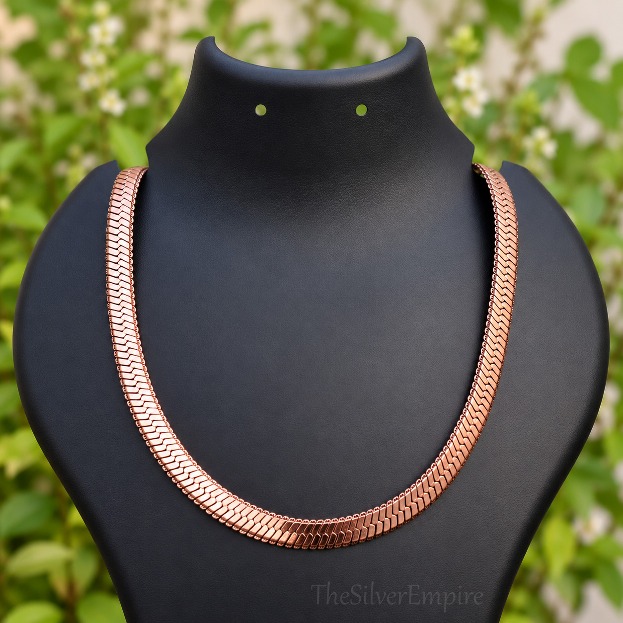 Pure Copper Herringbone Chain Necklace Flat Link Vintage Jewelry Unisex Gift New