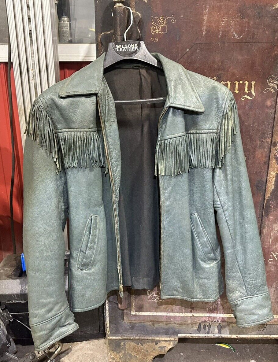 Vintage RARE 1960s Deer Skin Leather Jacket Army Green Vintage RARE 1960s Deer Skin Leather Jacket Army Green