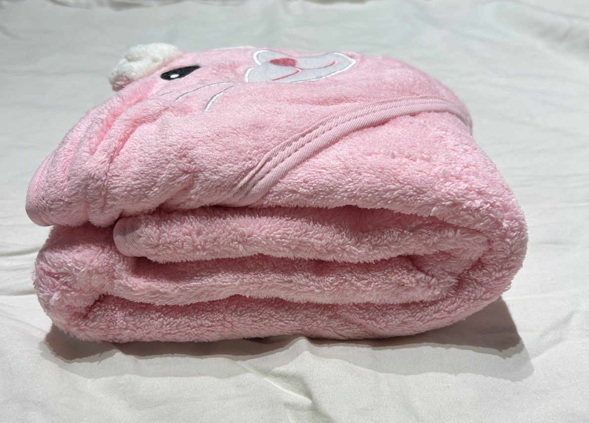 Adorable Pink Bunny Hooded Baby Towel-Soft Microfiber-New & Soft-3ftx3ft