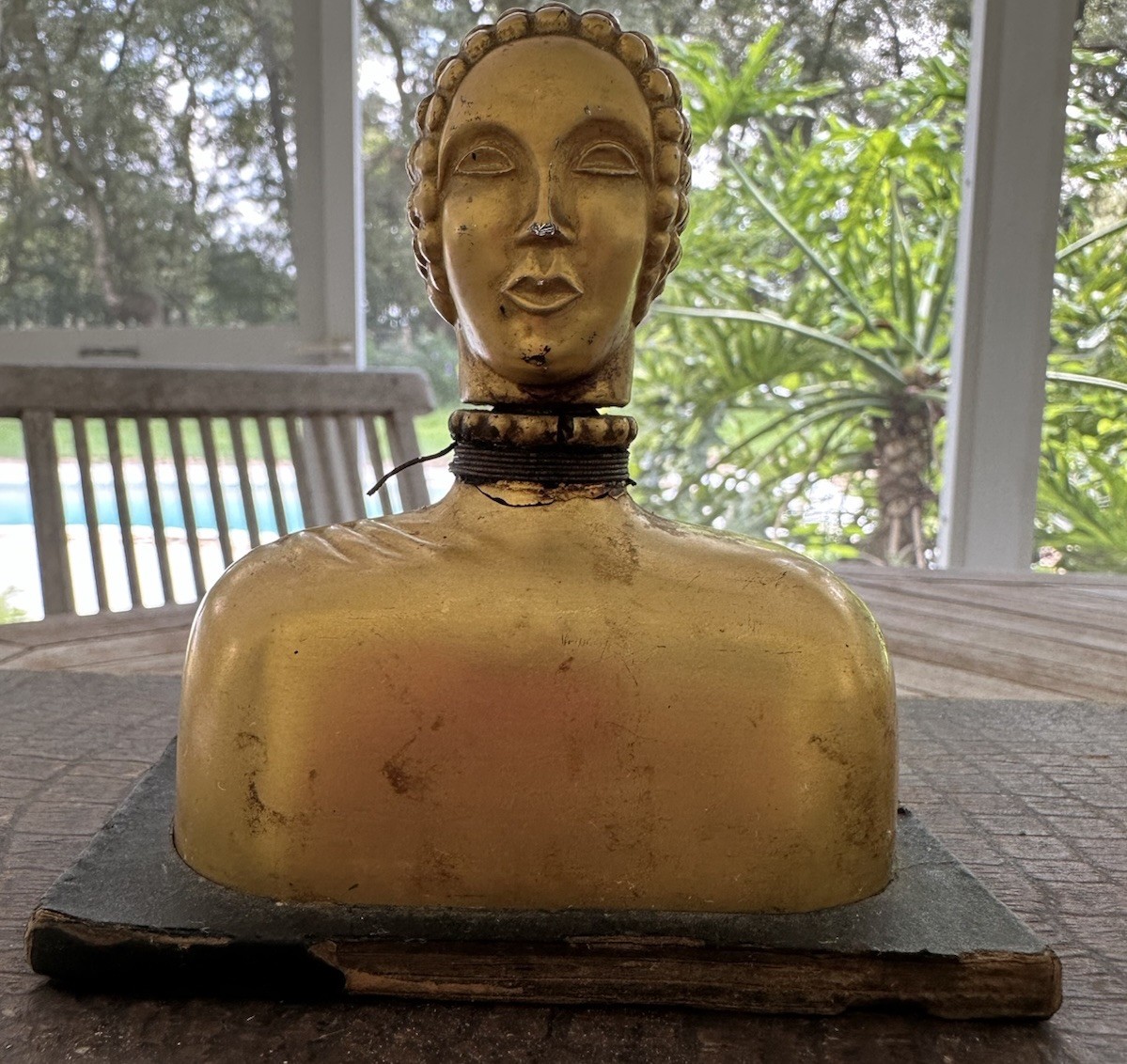 1940’s Vintage Hattie Carnegie Perfume Empty Bottle Gold Bust 3oz Large - READ