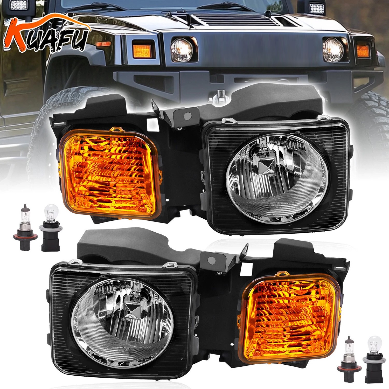 KUAFU For Hummer H3 2006-2010 H3T 2009-2010 Headlights Headlamps Set Left &Right KUAFU For Hummer H3 2006-2010 H3T 2009-2010 Headlights Headlamps Set Left &Right