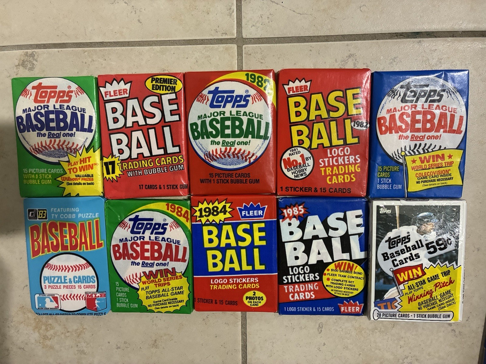 10 PACKS 1981-1985 Lot Vintage Baseball Card Wax Topps Fleer Donruss VALUABLE RC