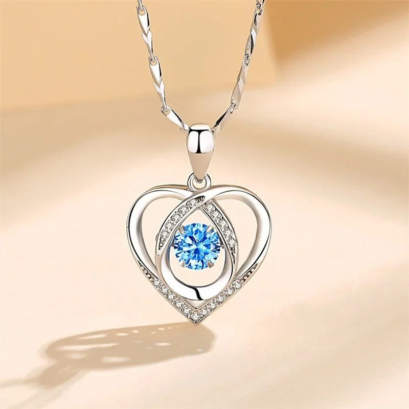Gorgeous Silver Plated Necklace Pendant Women Cubic Zircon Jewelry Lab-Created Gorgeous Silver Plated Necklace Pendant Women Cubic Zircon Jewelry Lab-Created