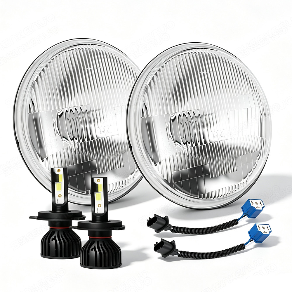 For 1979 1980 1981 Toyota Pickup Pair 7'' Inch Round LED Headlights Hi/Lo