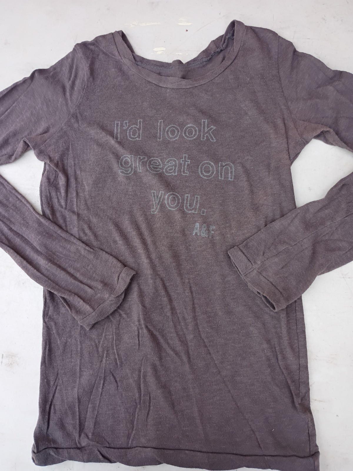 Vintage Y2K Abercrombie & Fitch Graphic Long Sleeve Shirt Gray Slogan Womens S