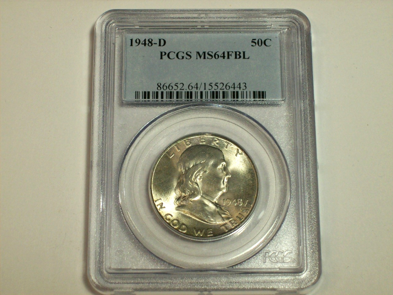 1948-D Franklin Half Dollar   PCGS MS-64 FBL       SN9020