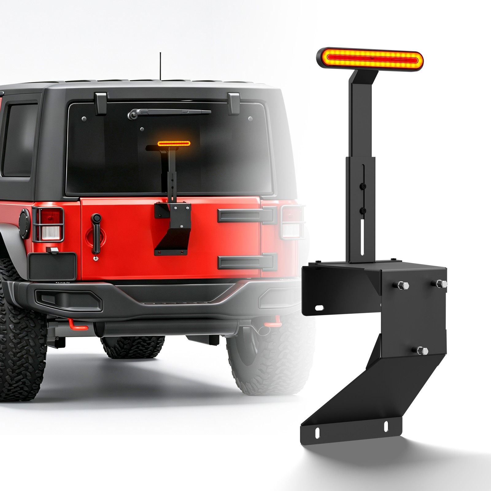 Spare Tire Carrier Bracket for 2007 2008 2009 2010--2018 Wrangler JK/JKU w/ Led