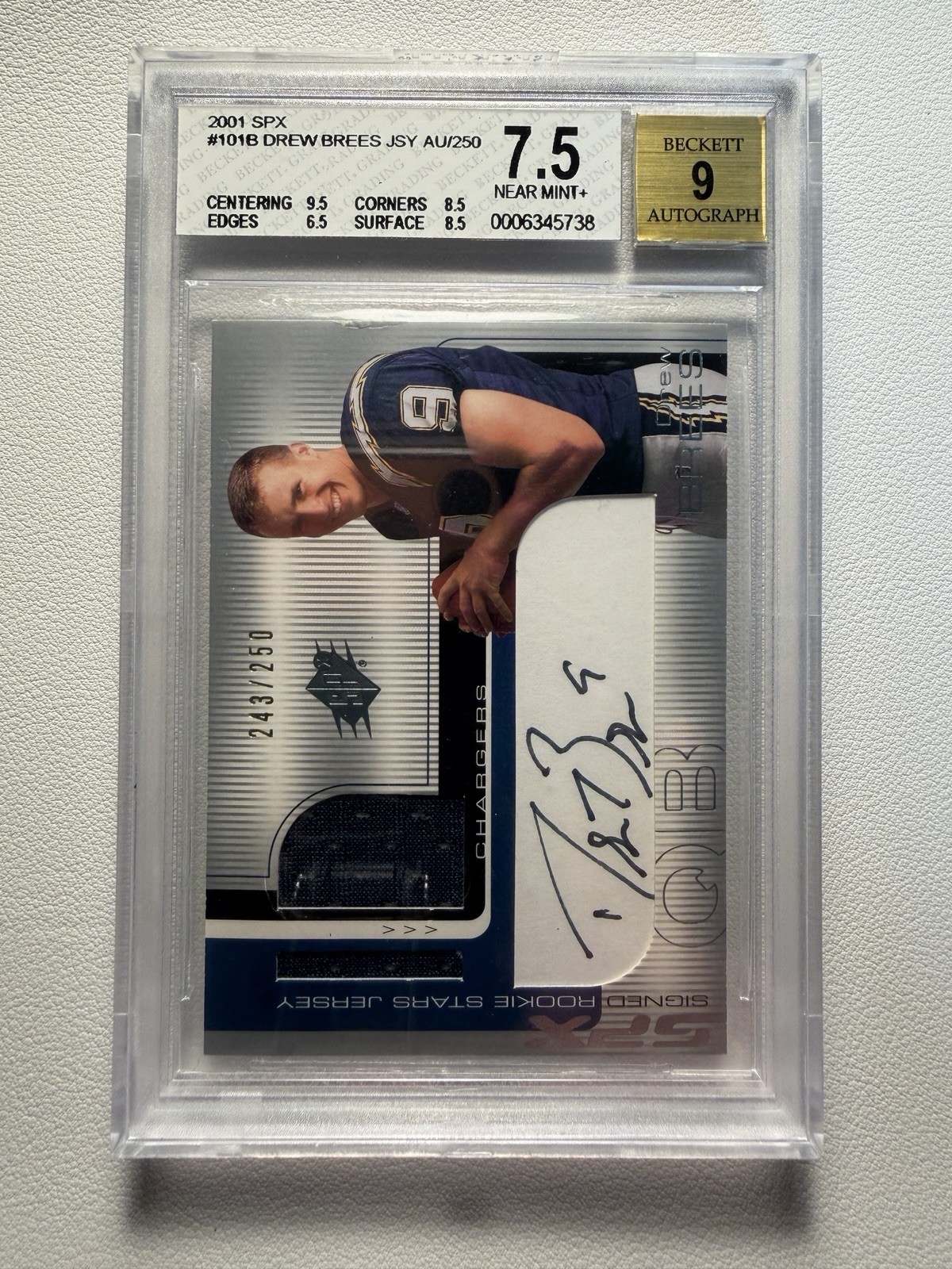 2001 SPx - SPx Signed Rookie Jersey Drew Brees #101b /250 (RC) Auto 2001 SPx - SPx Signed Rookie Jersey Drew Brees #101b /250 (RC) Auto