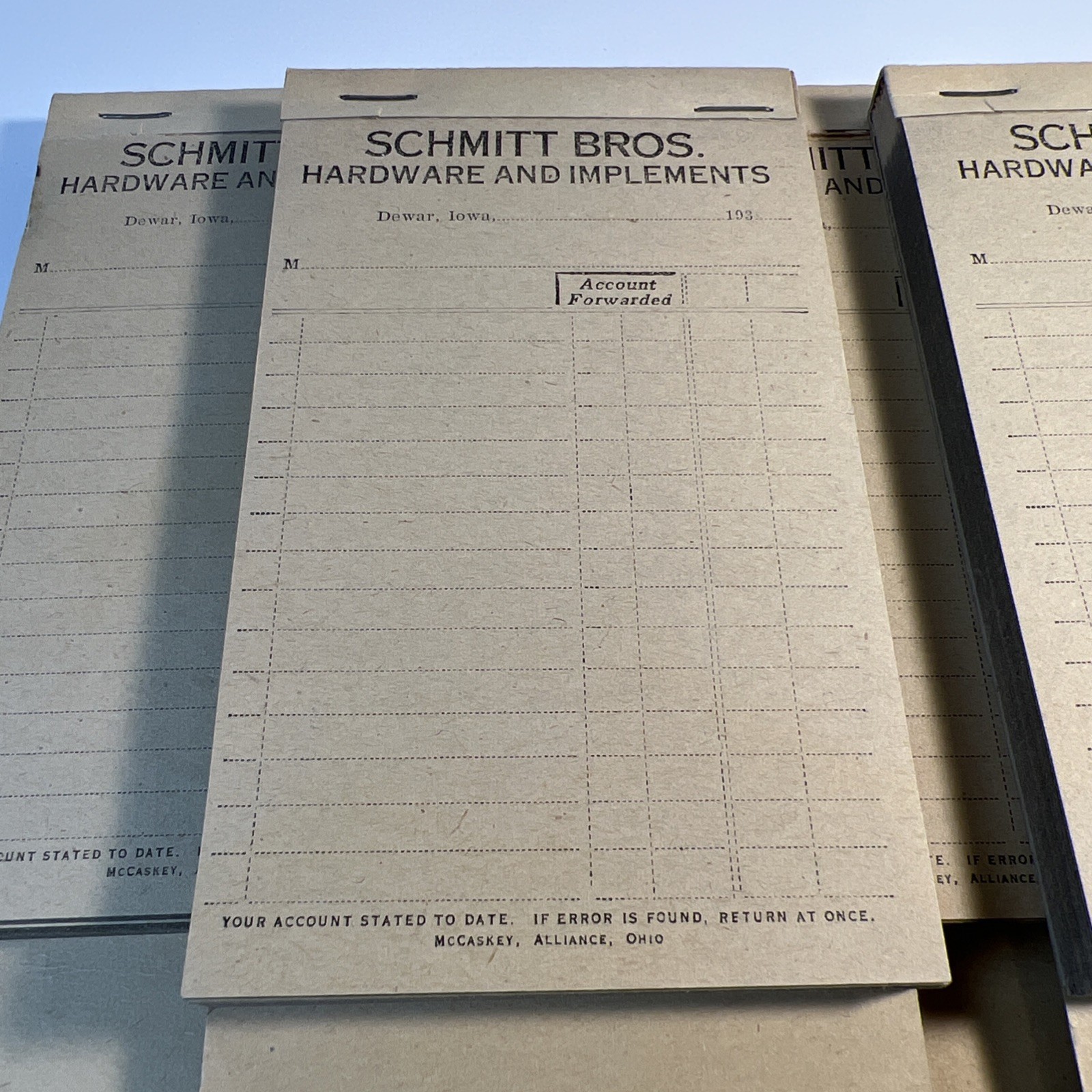 5-Vintage 1930’s Carbon Copy Receipt Book Schmitt Bros Hardware Dewar, Iowa USA 5-Vintage 1930’s Carbon Copy Receipt Book Schmitt Bros Hardware Dewar, Iowa USA