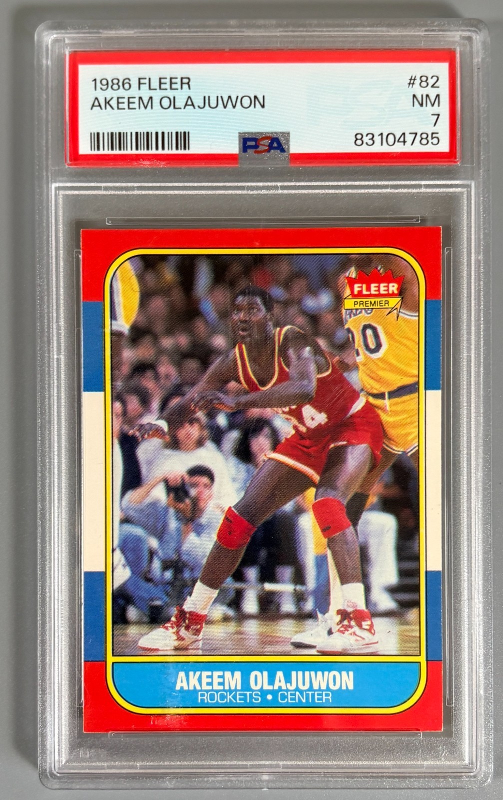 1986-87 Fleer - Hakeem Olajuwon #82 (RC) Rookie PSA 7