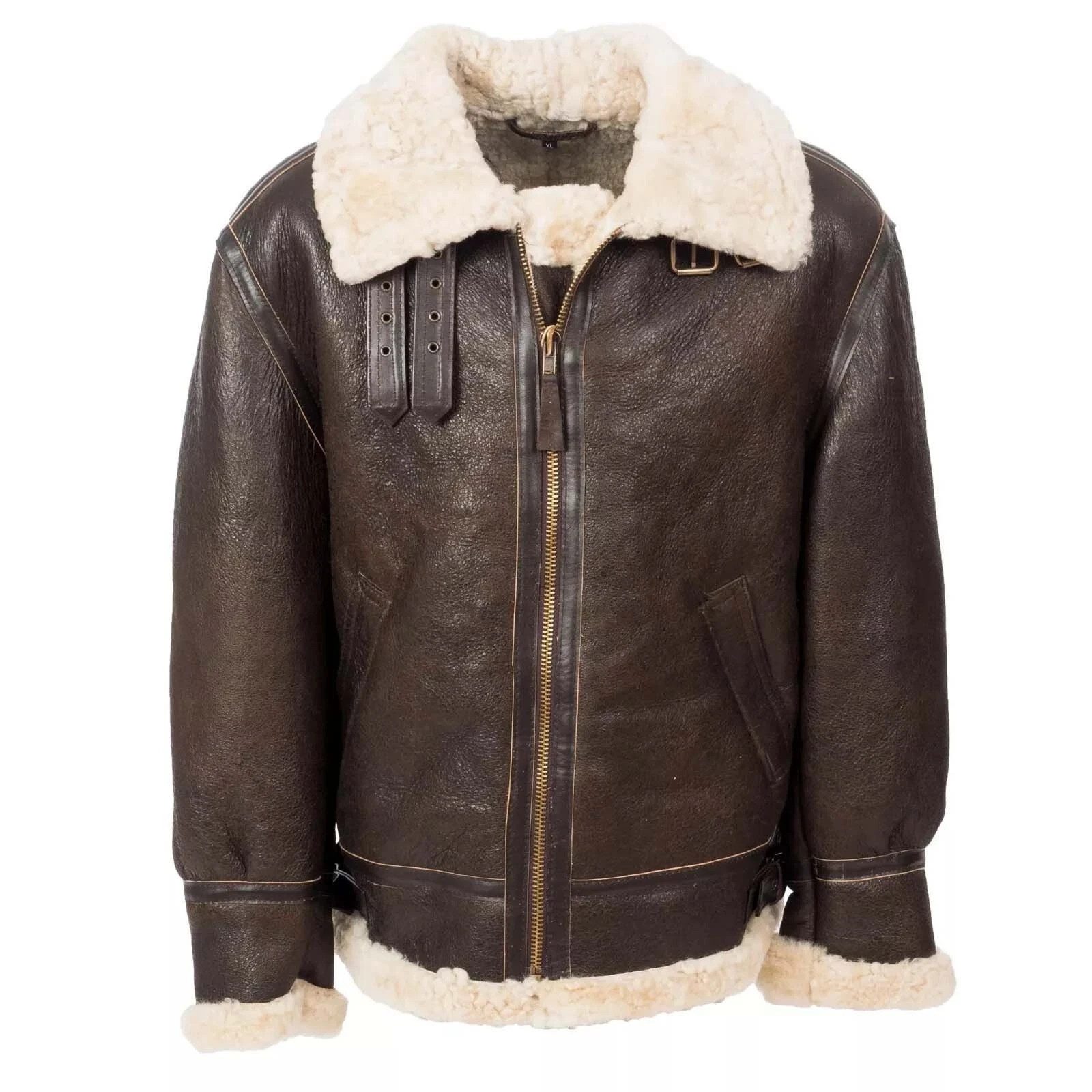 Aviator B3 Shearling Brown Real Sheepskin Leather Flight Bomber Jacket