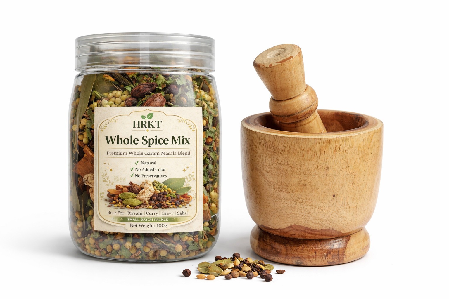 HRKT Whole Spice Mix 200g Indian Garam Masala + Free Mortar Pestle