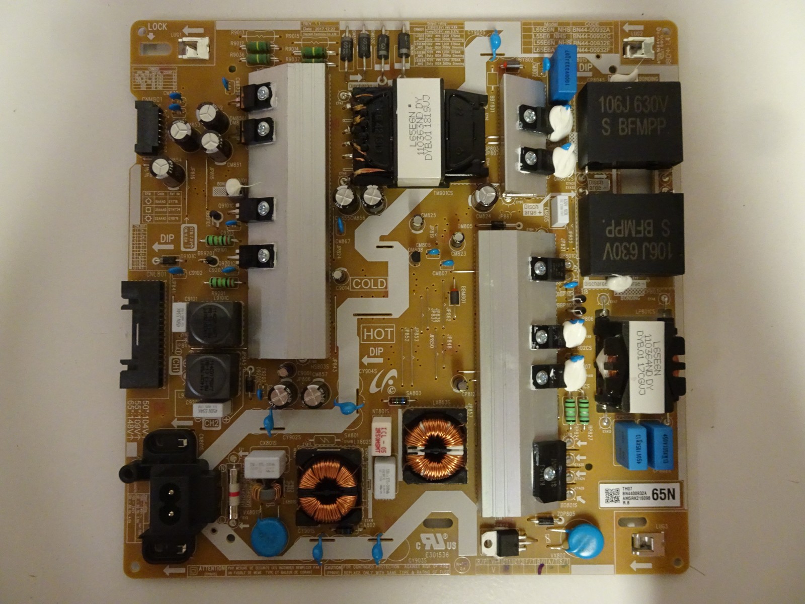 Samsung UN65NU7100FXZA Power Supply Board BN44-00932A (L65E6N_NHS) Samsung UN65NU7100FXZA Power Supply Board BN44-00932A (L65E6N_NHS)