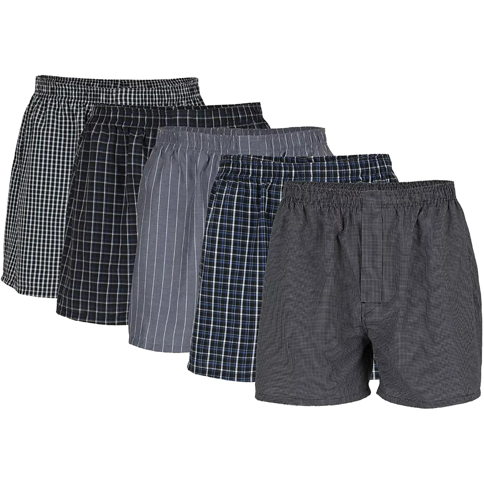 Gildan Adult Men\'s Woven Men\'s 2 or 5 Pair Woven Boxers Wicking Cool 4.5\