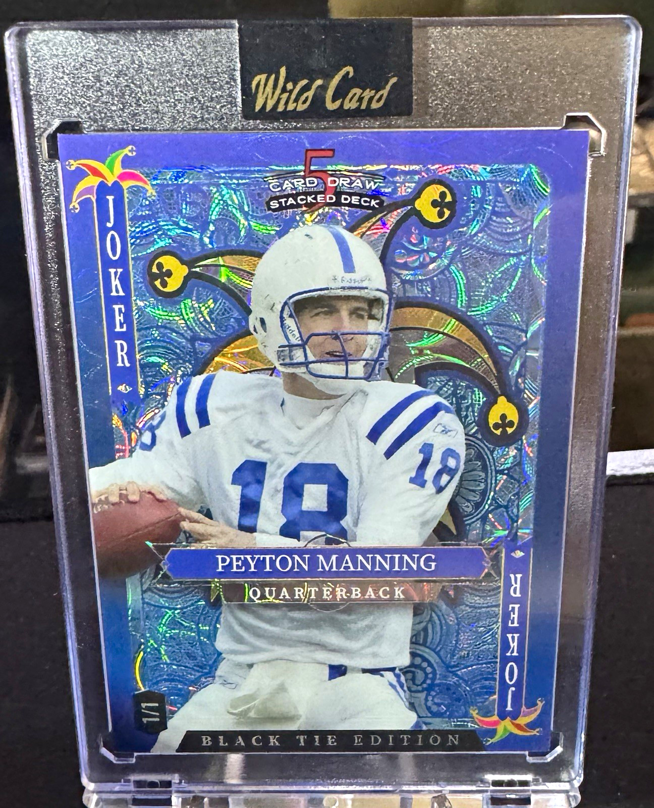 Wild Card 2026 5 Card Draw Stacked Deck Black Tie Joker Peyton Manning #1/1