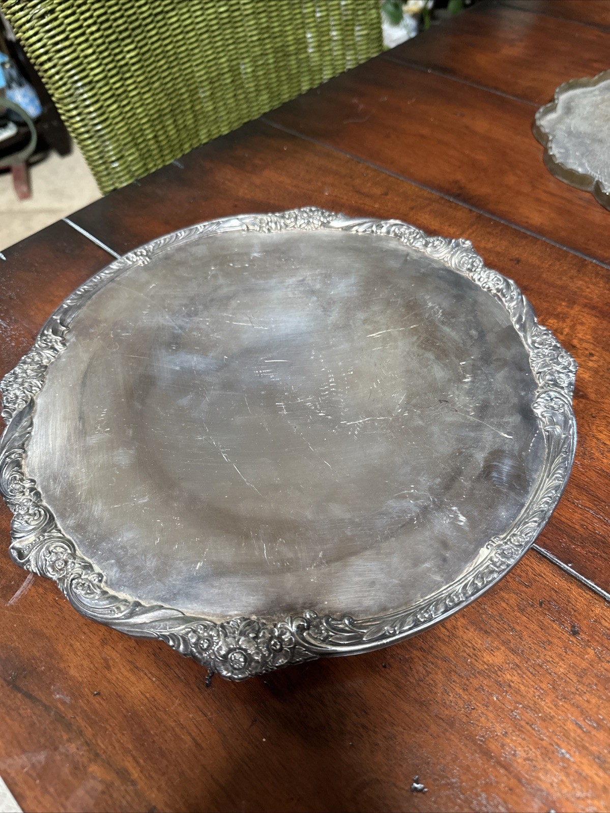 Vintage 1847 Roger Bro Heritage Silver Plate Footed Cake Plate Tray Platter M7 Vintage 1847 Roger Bro Heritage Silver Plate Footed Cake Plate Tray Platter M7