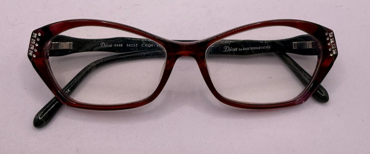DIVA BY EASTERN STATES FRAMES ONLY EYEGLASSES 5448 C.CQ4 RED 54-15-143 DIVA BY EASTERN STATES FRAMES ONLY EYEGLASSES 5448 C.CQ4 RED 54-15-143