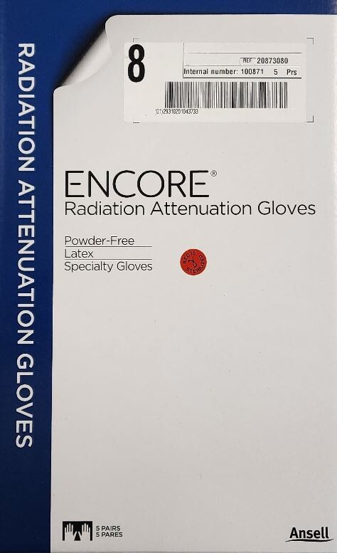 *5-Pairs* Ansell Encore Radiation Attenuation PF Gloves Size-8.0 Latex 20873080