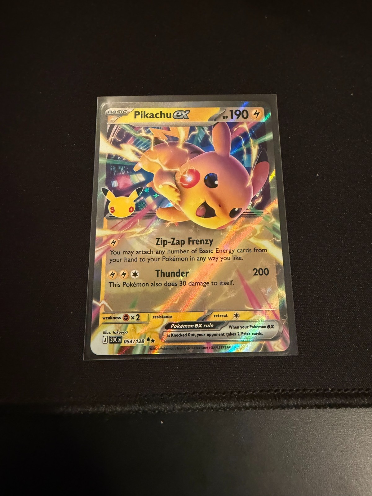 Pikachu ex 054/128 Holo Ultra Rare ME: 30th Celebration Pokemon Near Mint