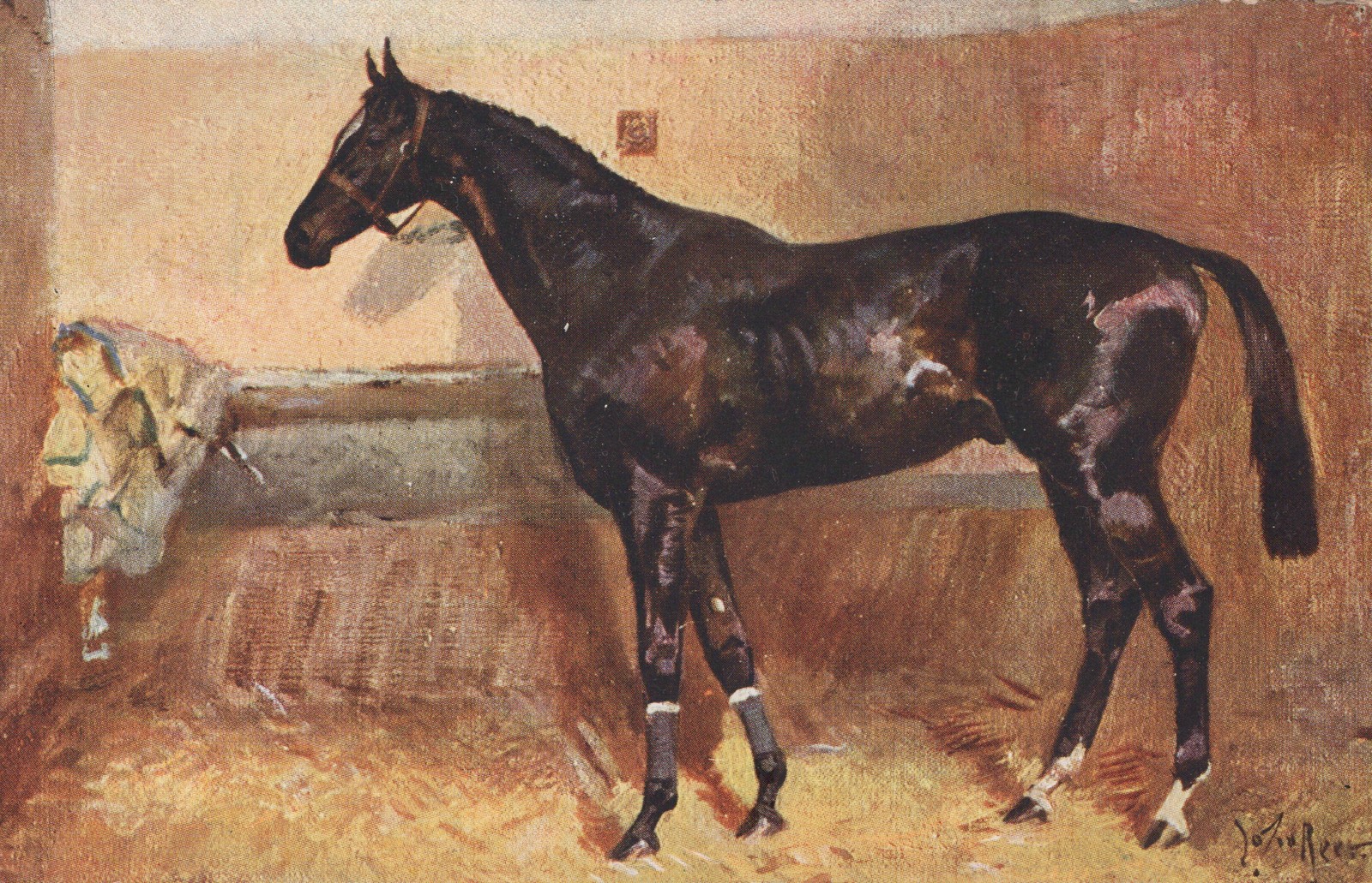 Racehorse Art Postcard Artist-Signed Horse Painting c.1910 Serie 423 Divided Bac
