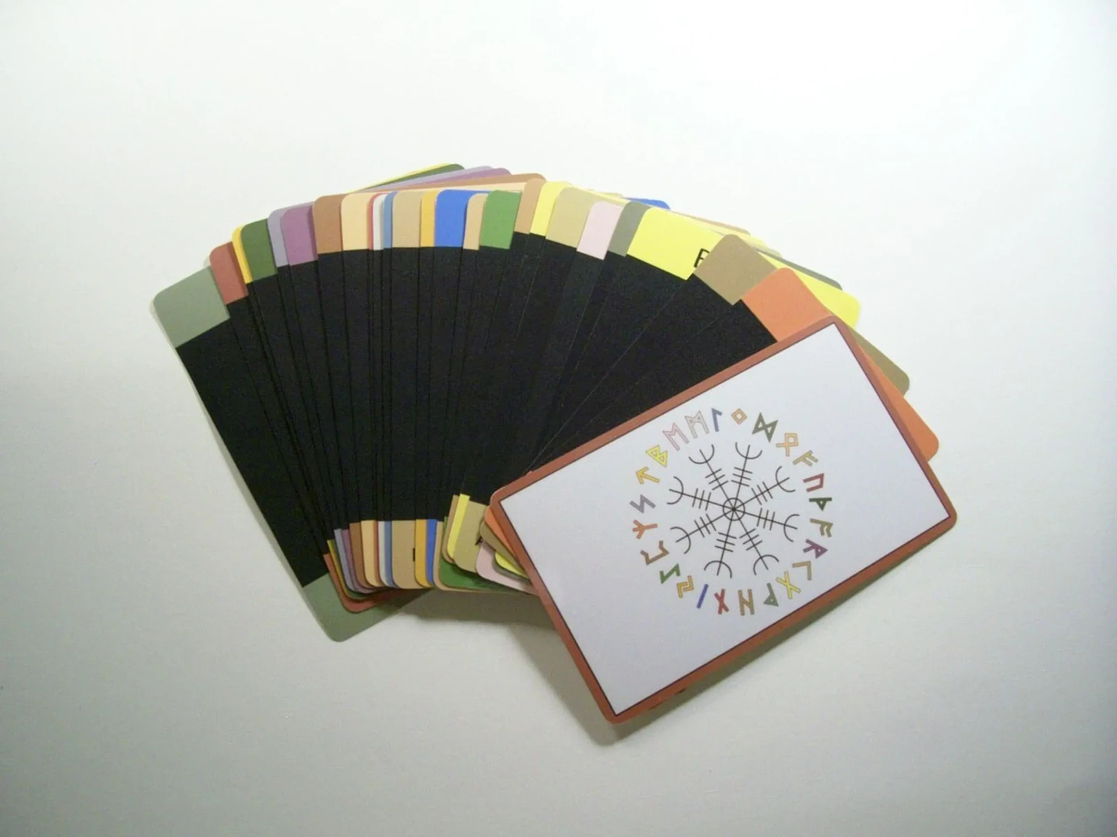 Handmade Multi-Colored Elder Futhark Laminated Rune Divination Cards