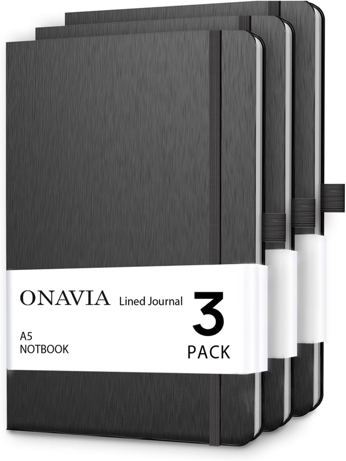 A5 Notebooks for Work, Lined Journal, 3 Pack, 160 Pages, Black | 80 Sheets, A5 Notebooks for Work, Lined Journal, 3 Pack, 160 Pages, Black | 80 Sheets,