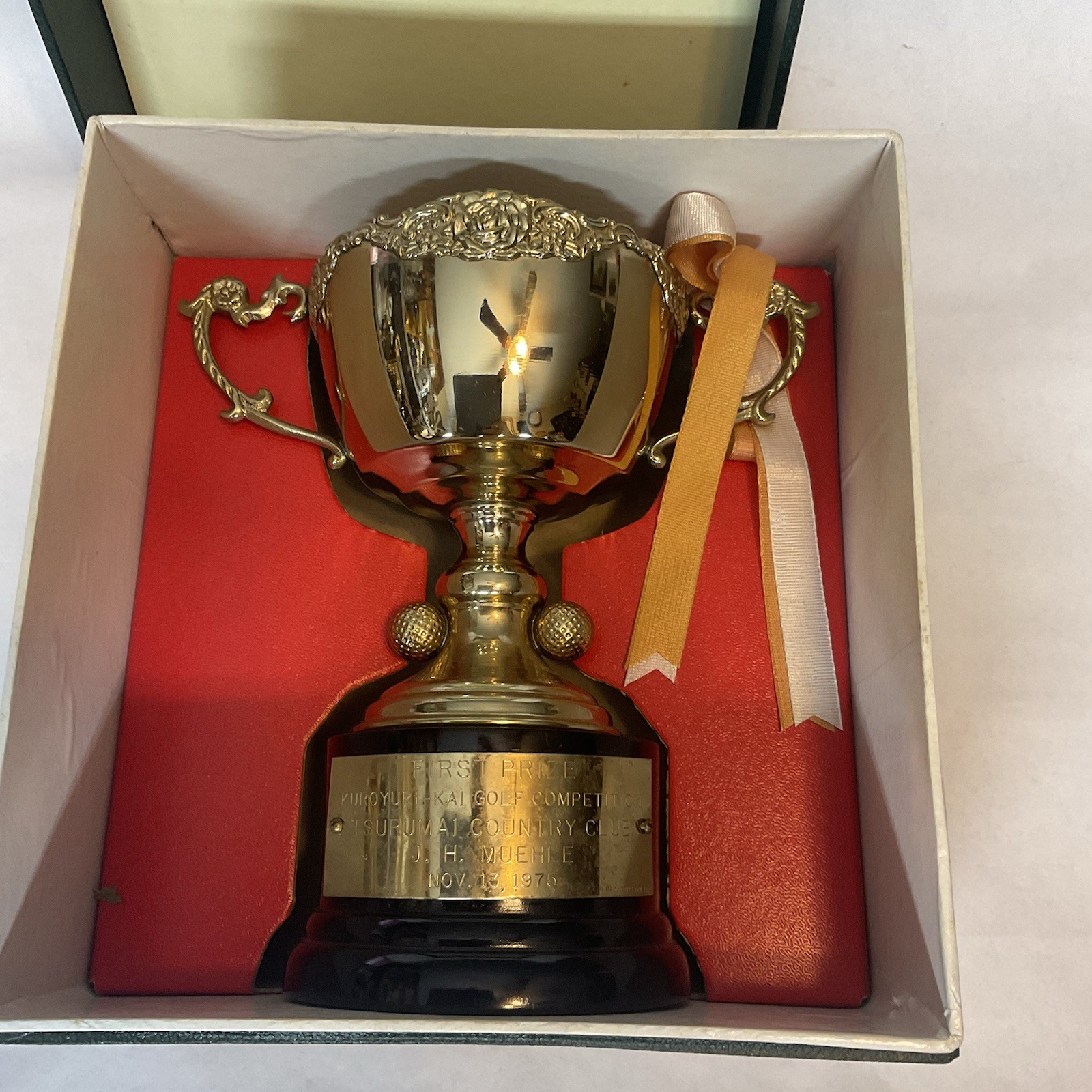 Vintage 1975 Kuroyuri-Kai Golf Trophy Tsurumai Country Club Japan First Prize