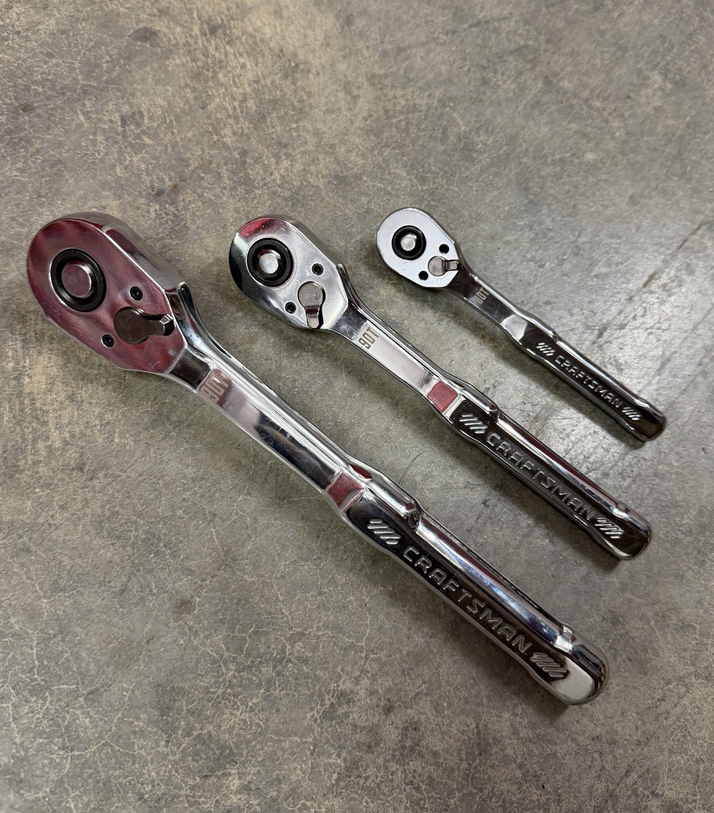 Craftsman 90 Tooth Ratchet Set. 1/4”, 3/8”, And 1/2” Low Profile. Lifetime NWOT