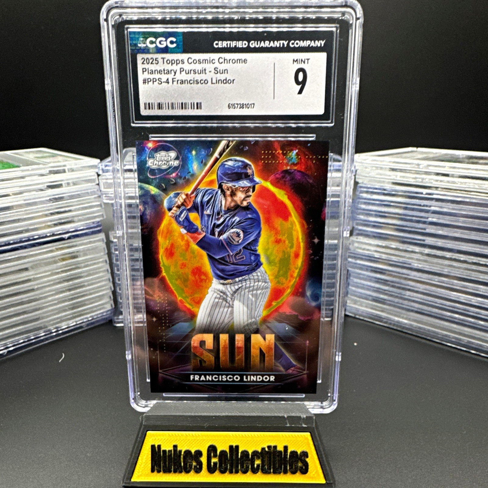 Topps 2025 Cosmic Chrome Planetary Pursuit Sun Francisco Lindor PPS-4 CGC 9 Topps 2025 Cosmic Chrome Planetary Pursuit Sun Francisco Lindor PPS-4 CGC 9
