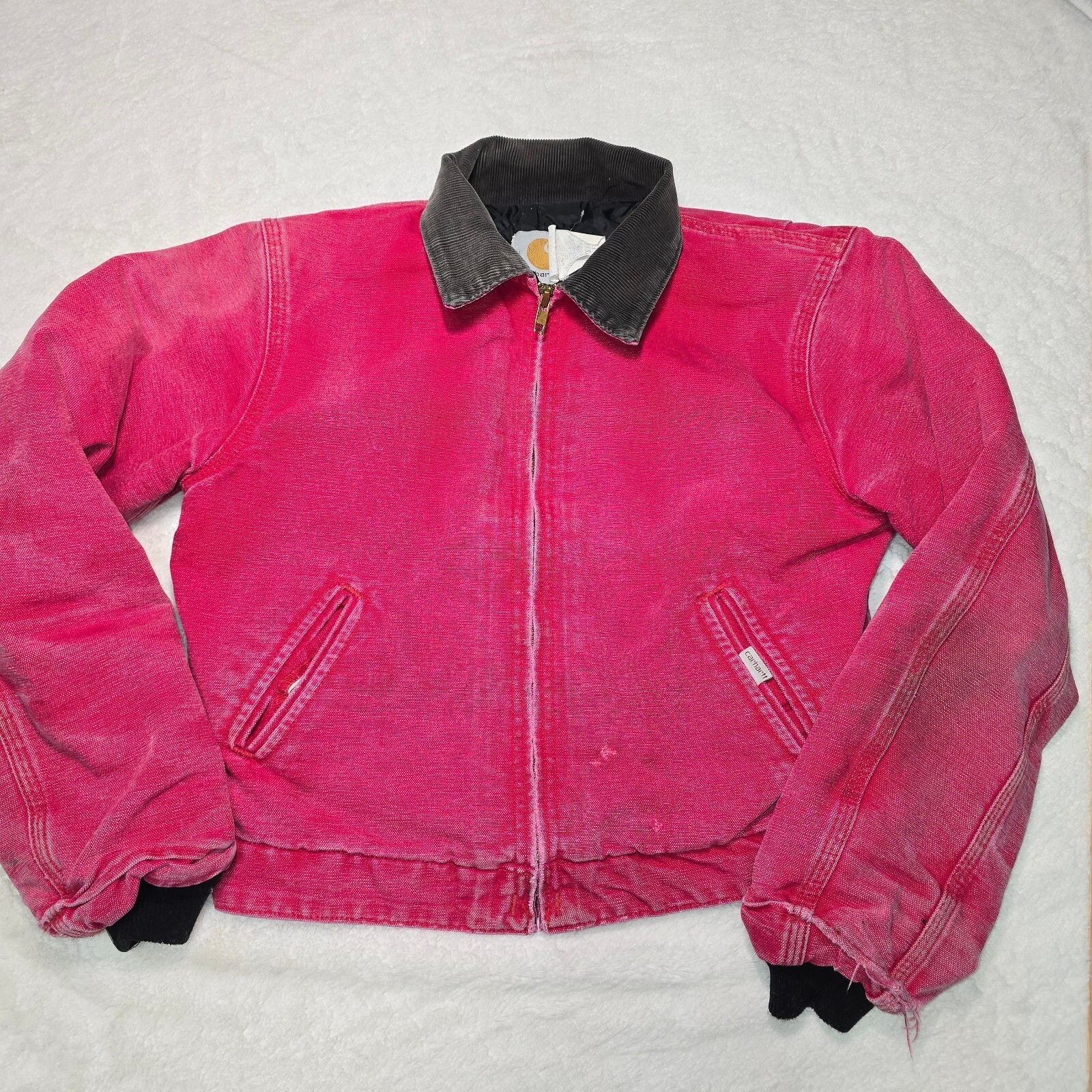 Vtg 90s Carhartt J0600 Pink Santa Fe Jacket Youth L Fits Cropped Adult XS Faded Vtg 90s Carhartt J0600 Pink Santa Fe Jacket Youth L Fits Cropped Adult XS Faded