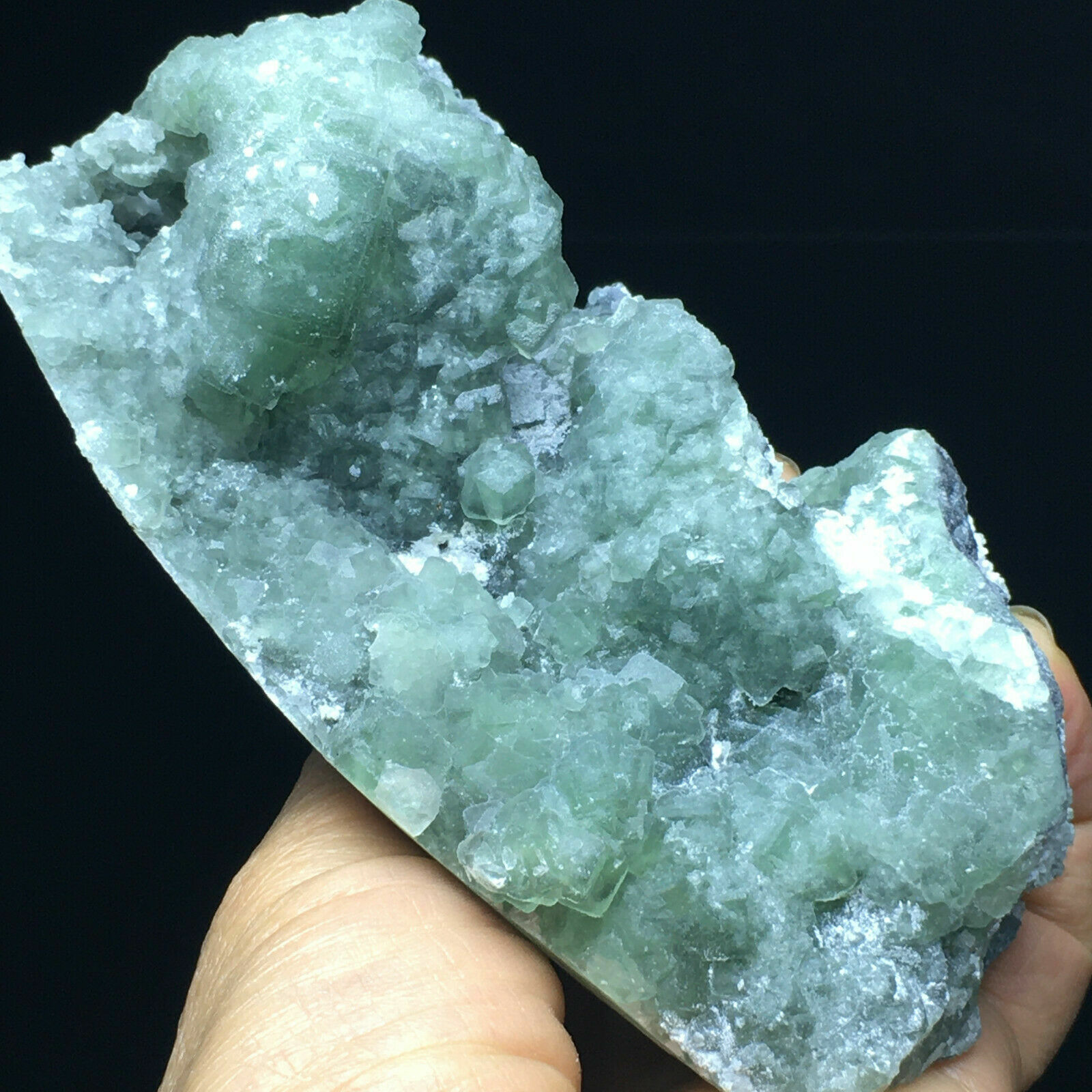421g Natural Blue Translucent Cubic Fluorite Crystal Mineral Specimen/China