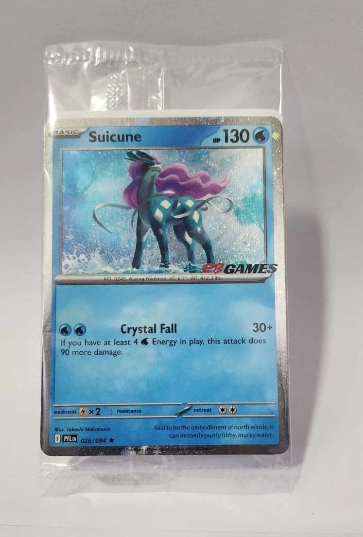 EB Games Suicune 026/094 Phantasmal Flames Stamped Promo SEALED EB Games Suicune 026/094 Phantasmal Flames Stamped Promo SEALED