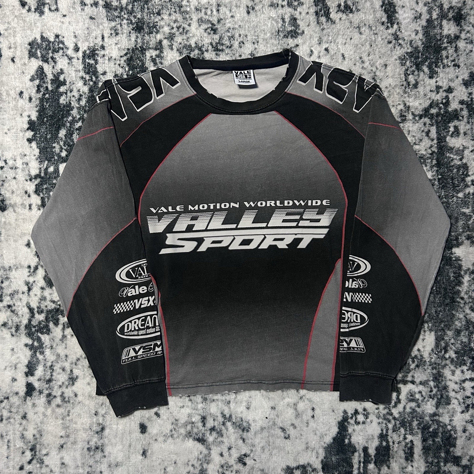 VALE USA Valley Sport VSX 14 Graphic Tee Men\'s L Long Sleeve Crew Cotton
