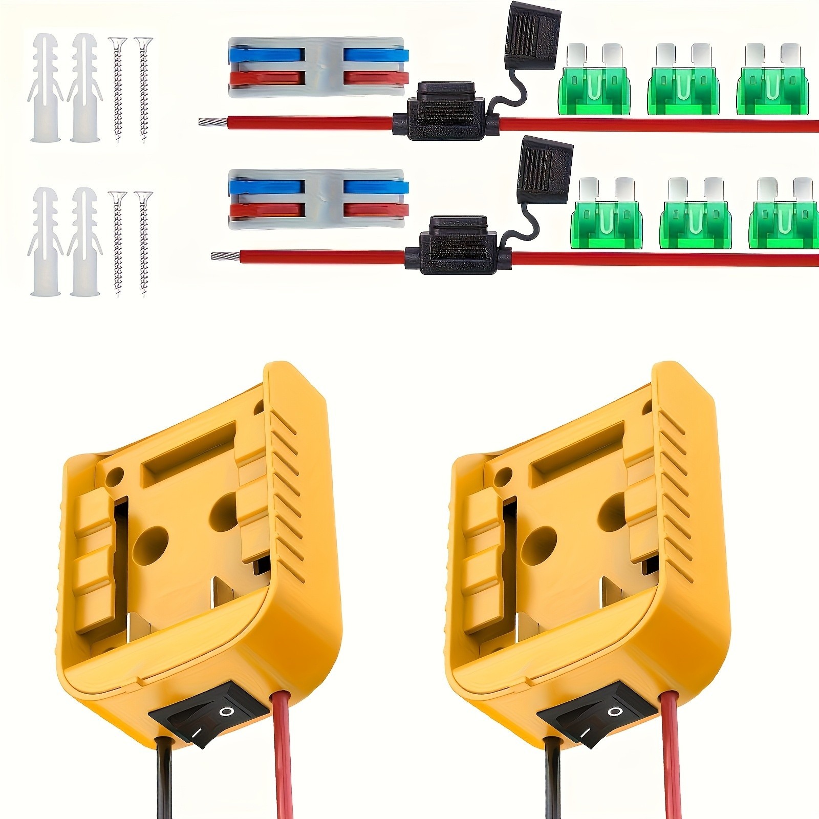 2 Pcs Adapter Compatible with De-Walt 20V Battery Adapter with Switch, Fuse