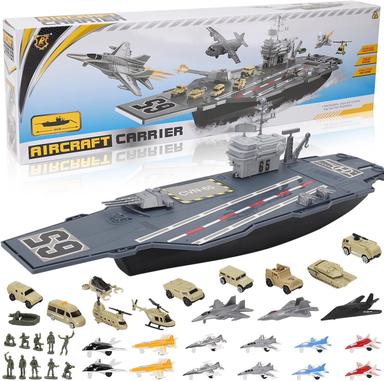 33-Inch Aircraft Carrier Mega Playset - Ultimate Military Battle Set for Boys wi