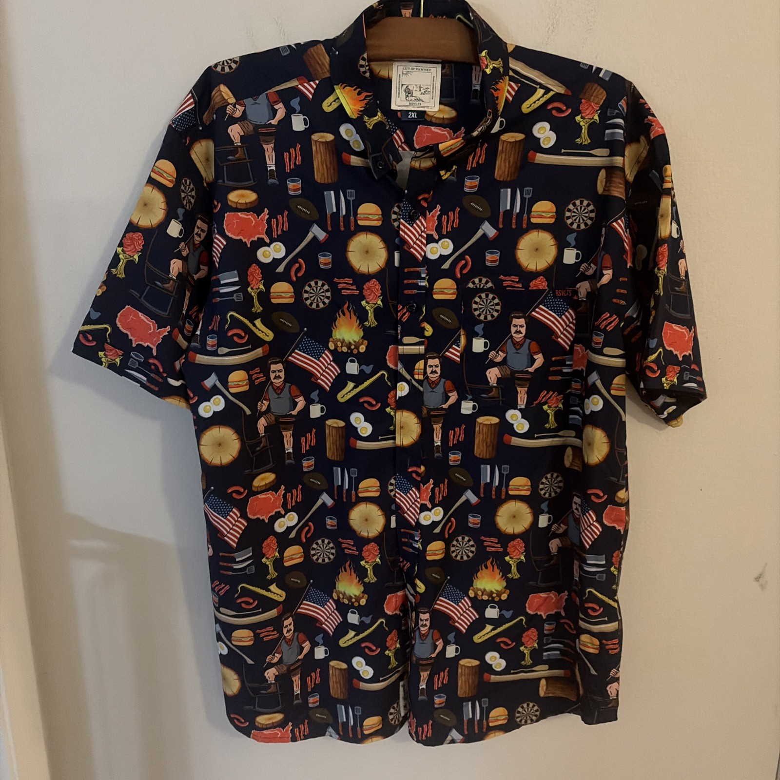 RSVLTS Parks and Recreation Ron Swanson Button Down Shirt Mens 2XL Kunuflex RSVLTS Parks and Recreation Ron Swanson Button Down Shirt Mens 2XL Kunuflex