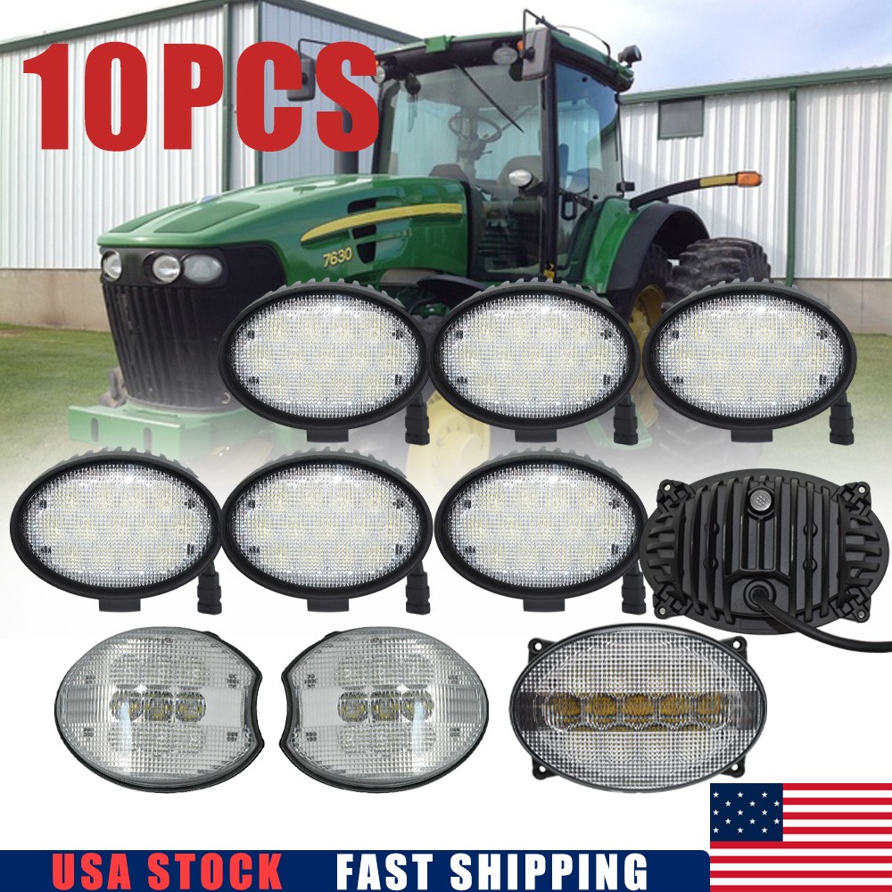 10pcs LED Work Lights For John Deere Tractors 7630 7720 7730 7820 7830 7920 7930