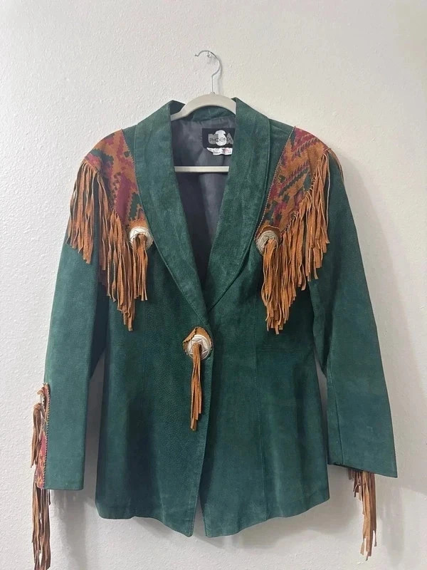 Vintage Genuine Leather Jacket with Fringe (Phoenix Brand)