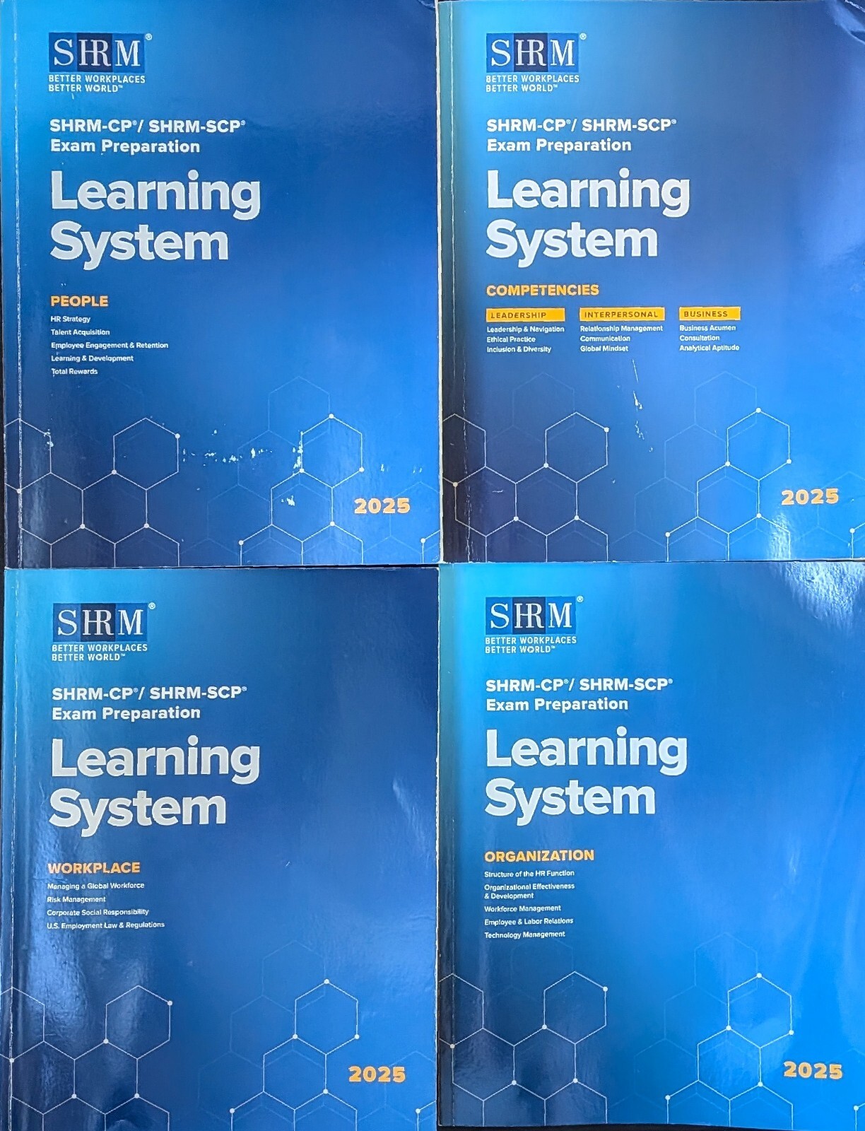 2025 SHRM Learning System Exam Prep CP SCP 4 Book Set People Workplace