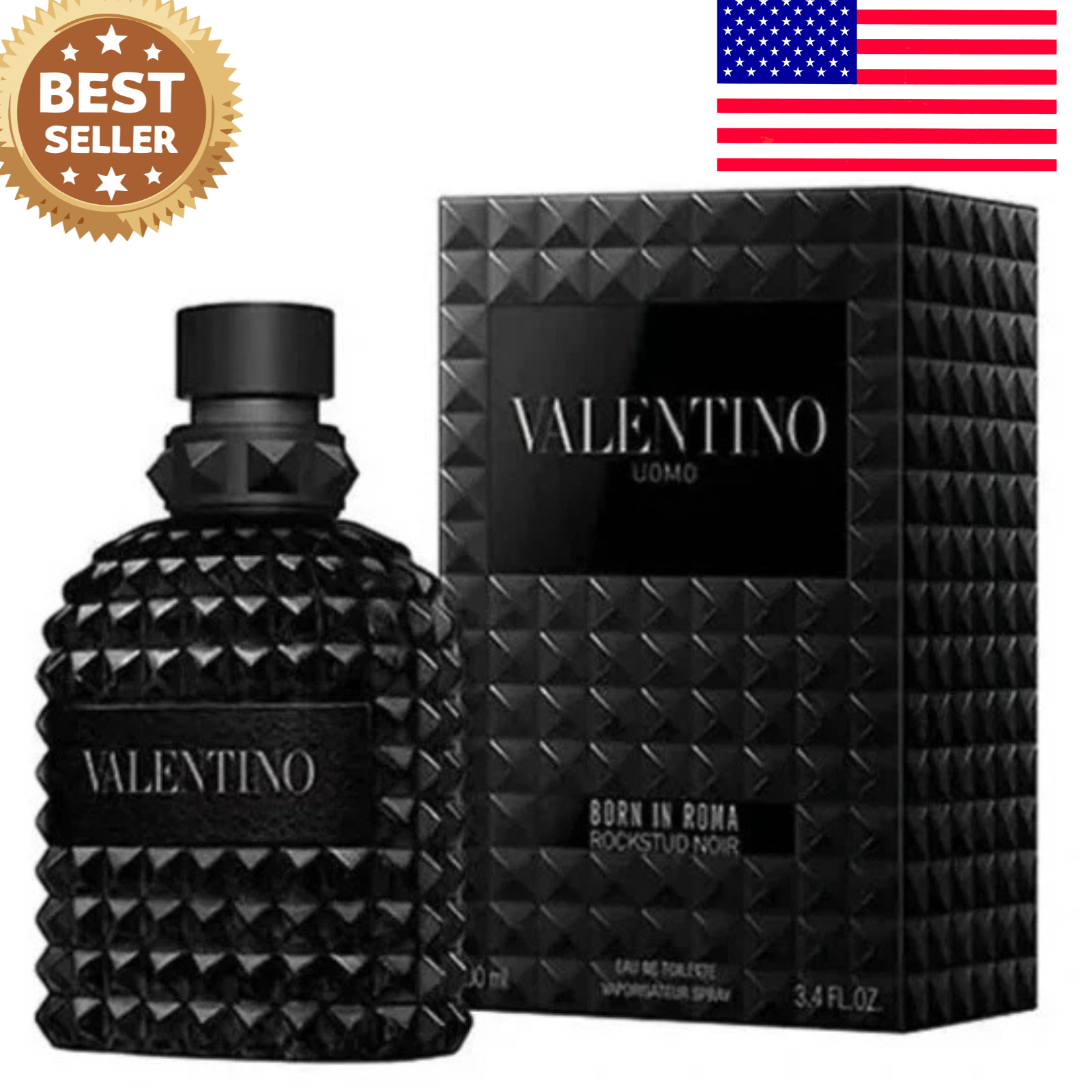 Valentino Uomo Born In Roma Rockstud Noir EDT 3.4 oz/100ml for Men New In Box