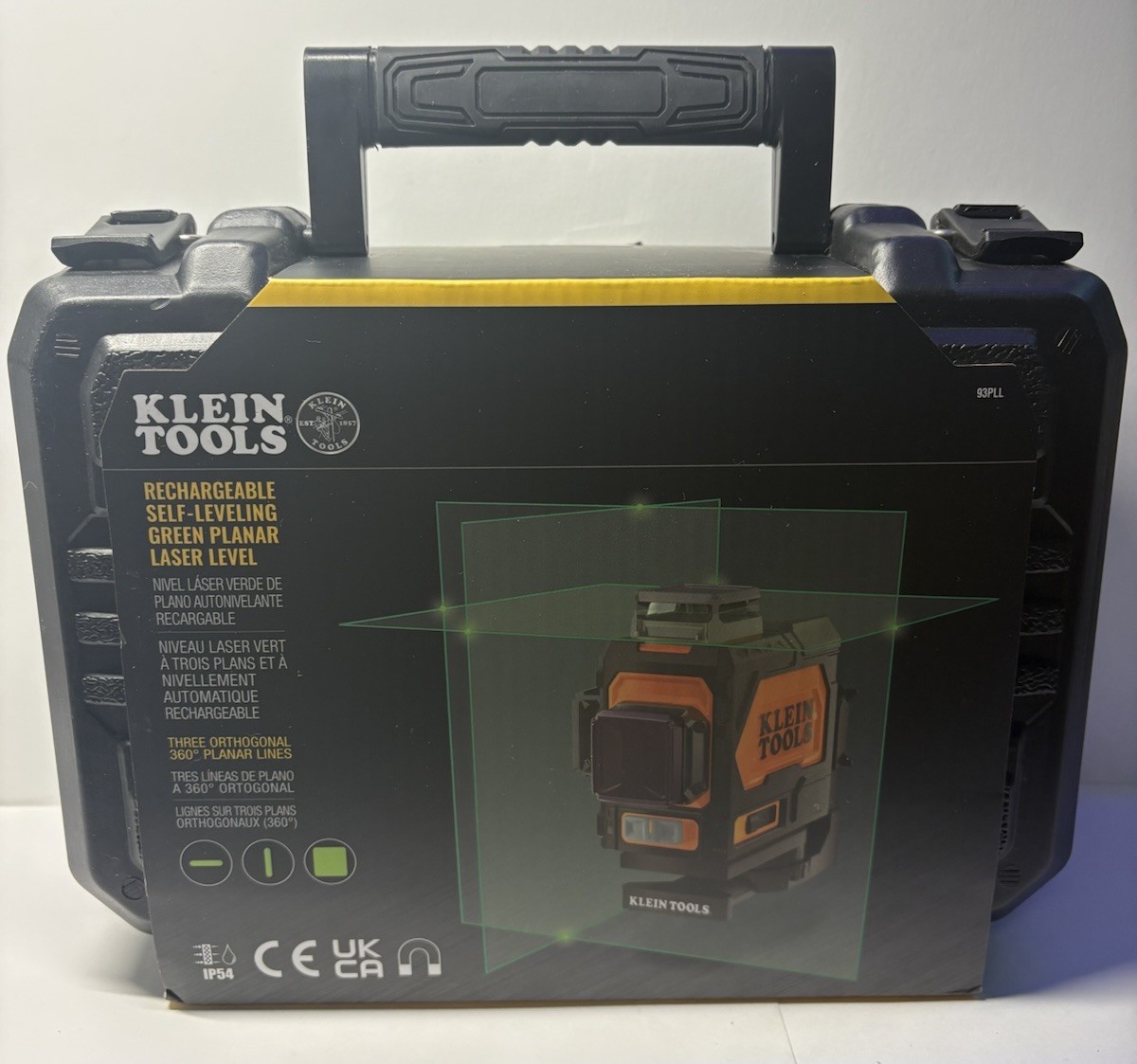 Klein Tools Rechargeable Self-Leveling Green Planar Laser Level - 93PLL